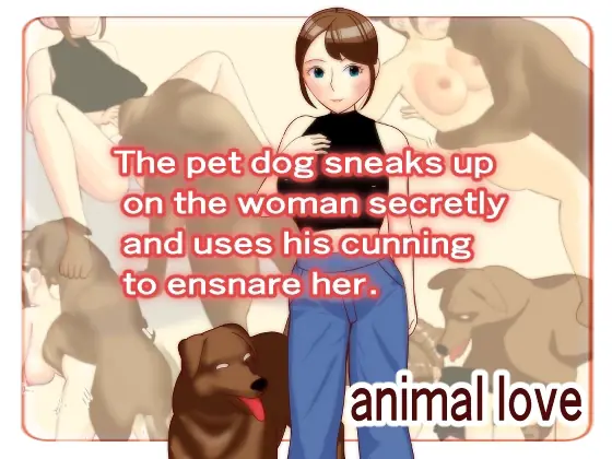 The pet dog sneaks up on the woman secretly and uses his cunning to ensnare her cover